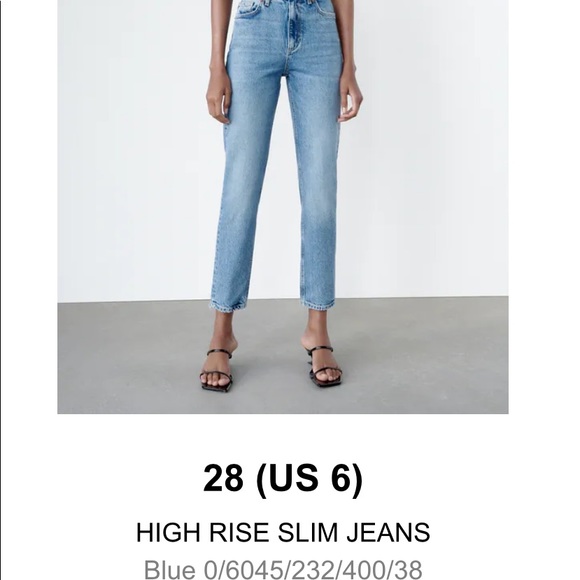 Zara High Rise Slim Blue Jeans Size 6 - Picture 3 of 3